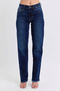 Judy Blue Full Size Raw Hem Straight Leg Jeans for Women