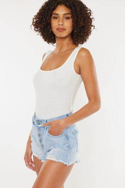 Kancan Distressed Button Fly Denim Shorts for Women