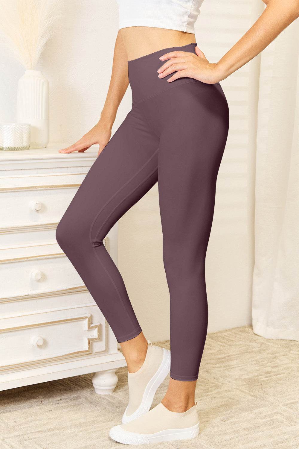 Double Take Wide Waistband Sports Leggings for Women