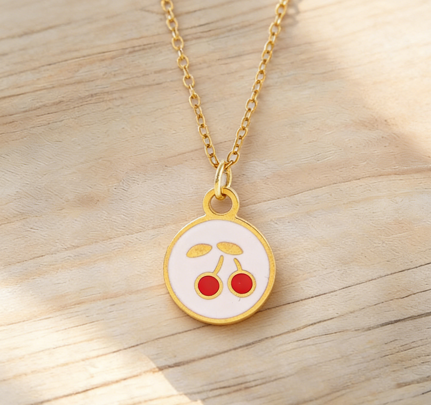 Stainless Steel Enamel Fruit Pendant Necklace