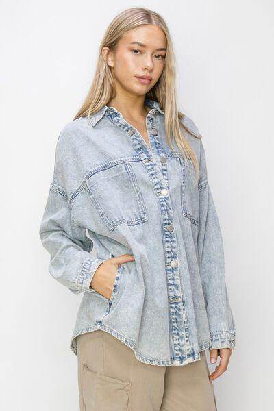 RISEN Button Up Long Sleeve Shacket for Stylish Layering