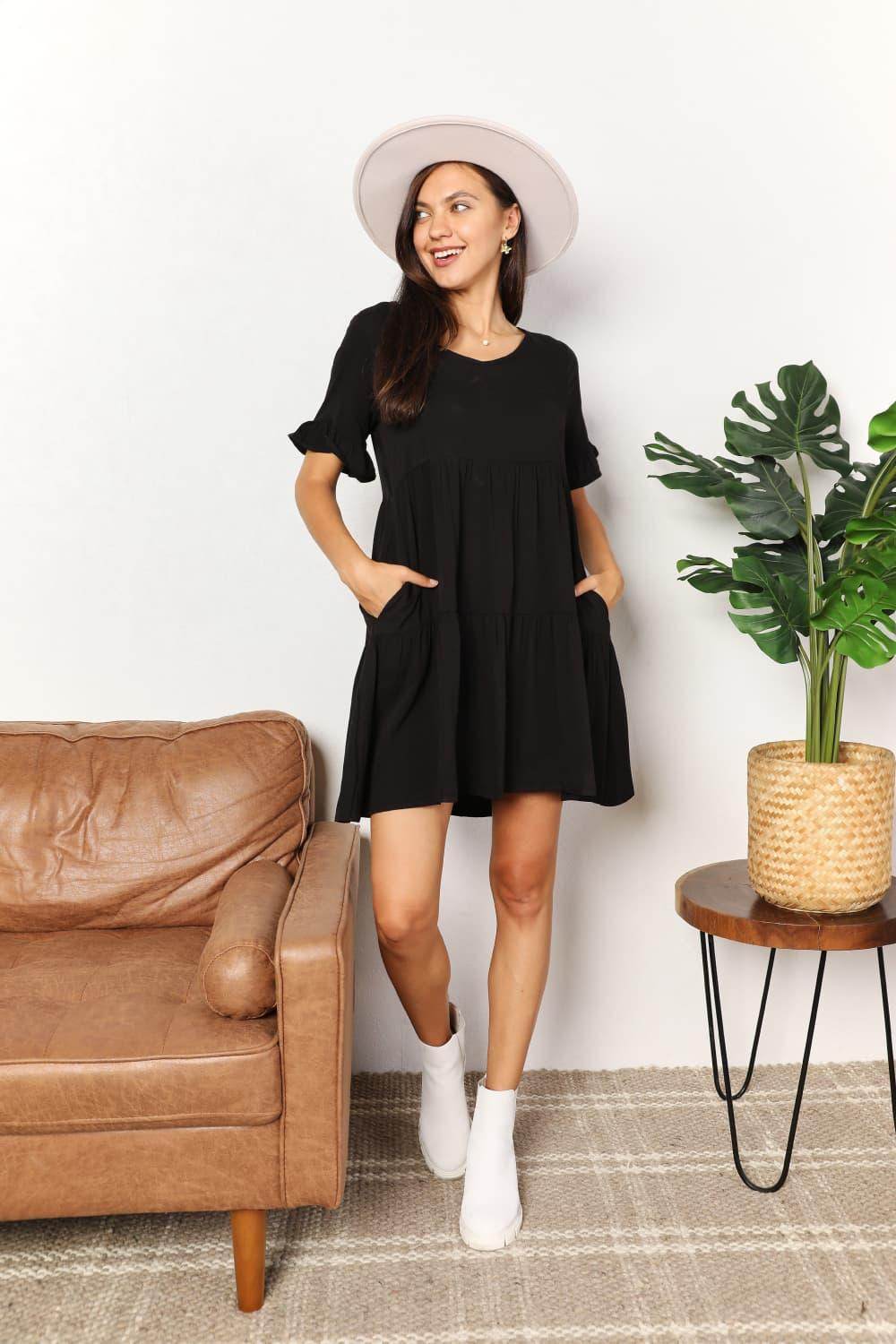Mandy V-Neck Flounce Sleeve Tiered Dress for All Occasions