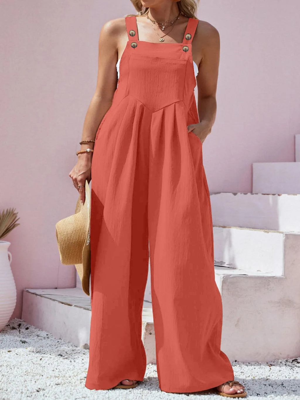 Square Neck Wide Leg Overalls