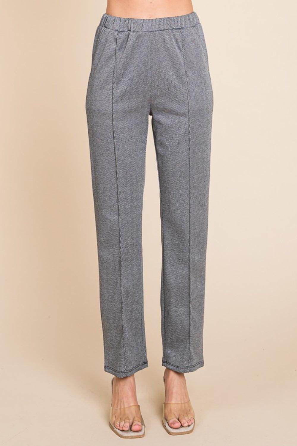 Culture Code Full Size Pin Tuck Detail Slim Pants for Women