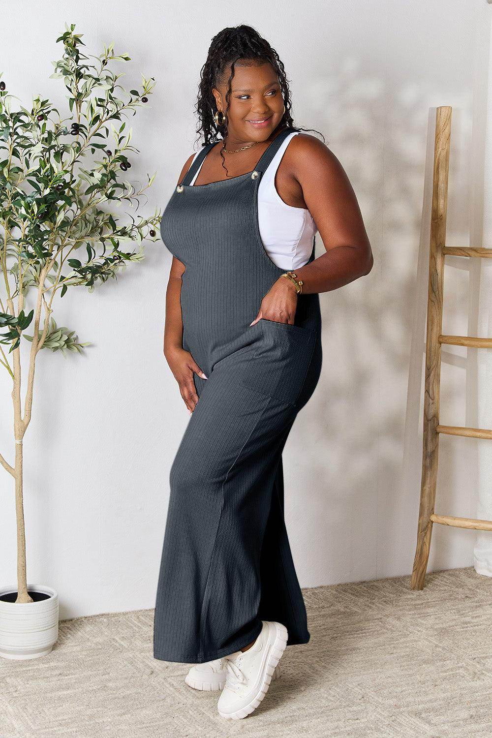 Double Take Full Size Wide Strap Overall with Pockets For Women