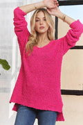 ADORA High-Low Side Slit V-Neck Sweater for Women