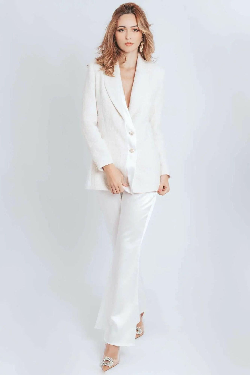 Call Me Coco Diamond Aquamarine Tweed Blazer