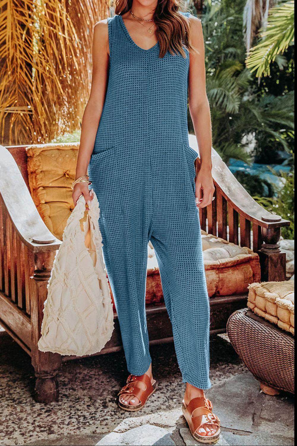Double Take Full Size Sleeveless Straight Jumpsuit for Women