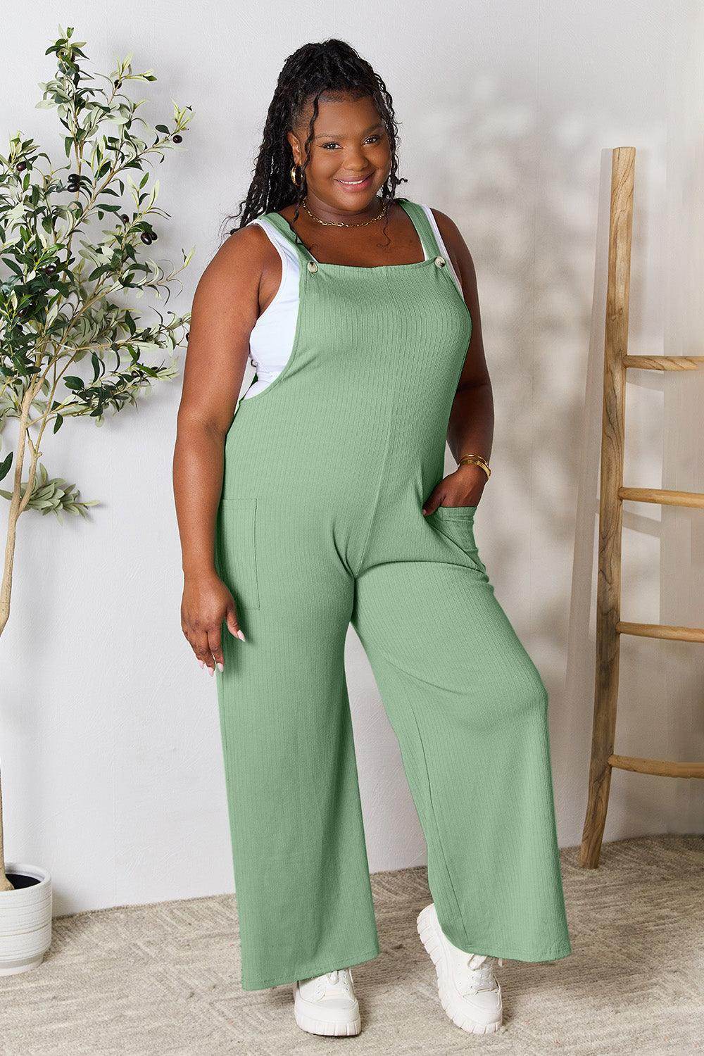 Double Take Full Size Wide Strap Overall with Pockets For Women
