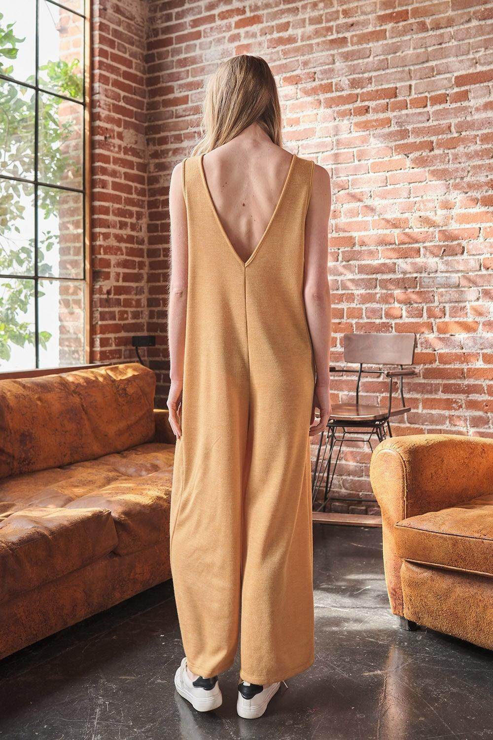 Ces Femme V-Neck Sleeveless Wide Leg Jumpsuit for Women