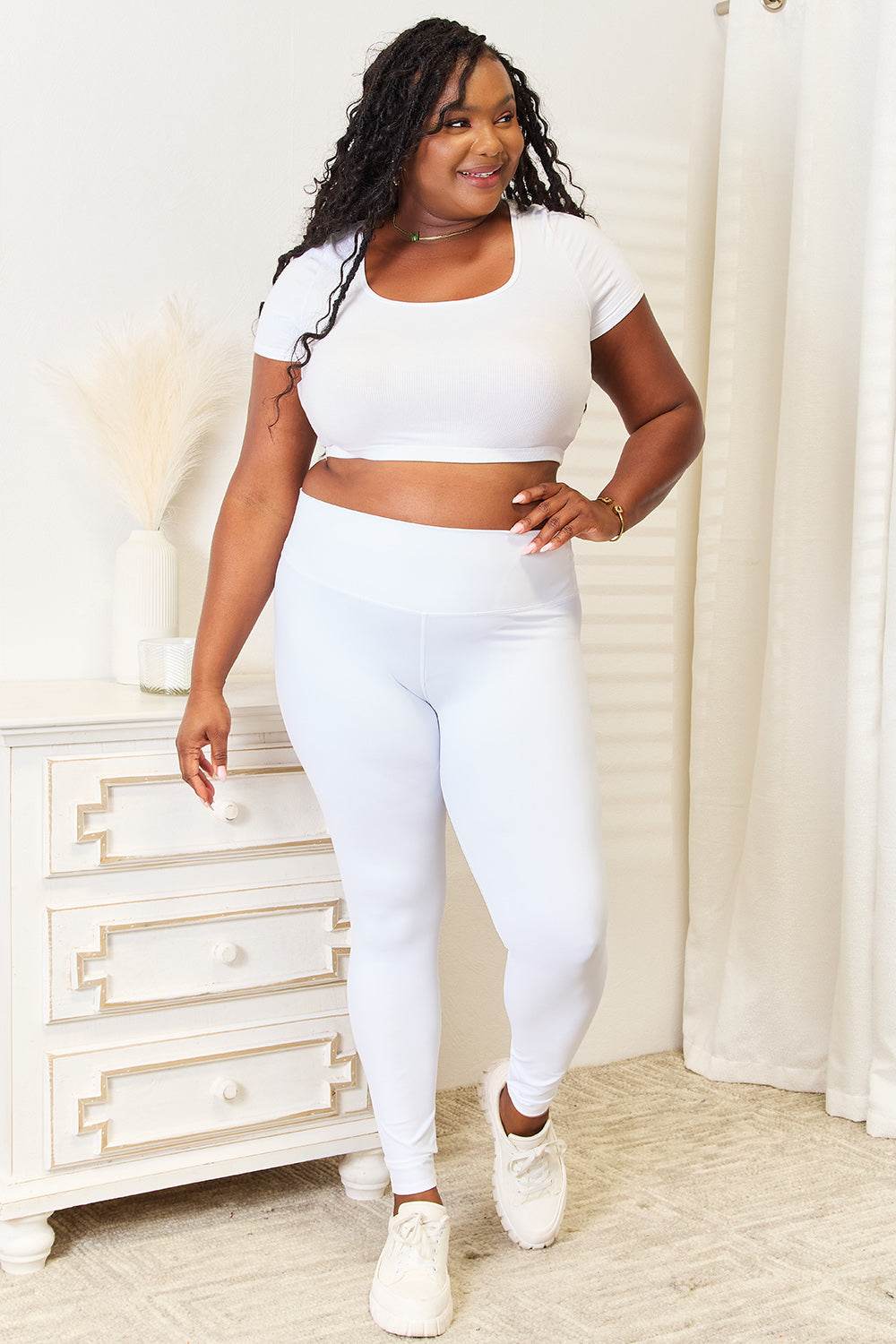 Double Take Wide Waistband Sports Leggings for Women