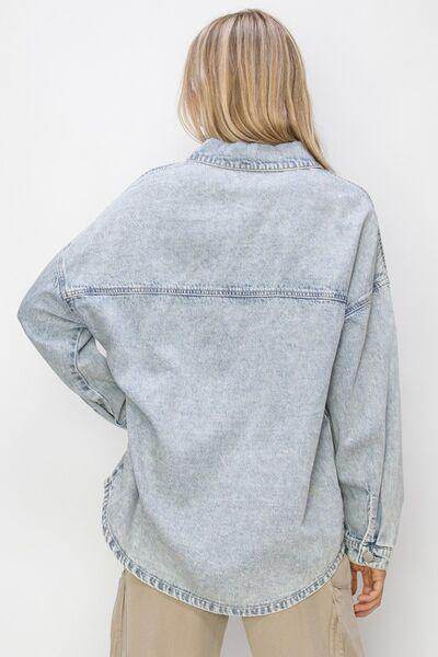 RISEN Button Up Long Sleeve Shacket for Stylish Layering