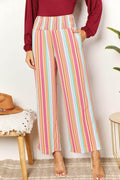 Double Take Striped Smocked Waist Pants with Pockets Stylish