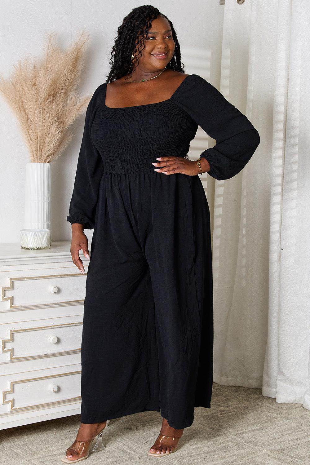 Double Take Square Neck Jumpsuit with Pockets for Women