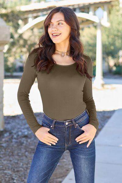 Basic Bae Full Size Round Neck Long Sleeve Bodysuit for All