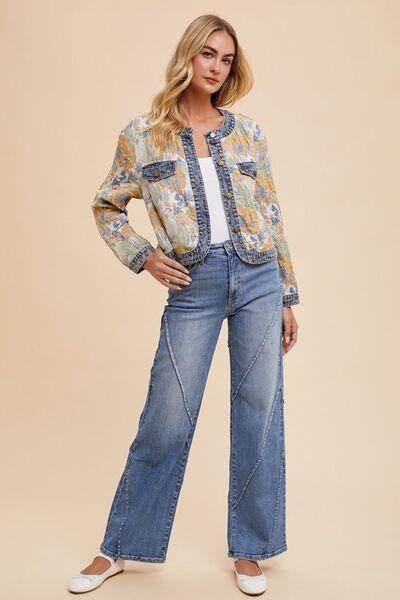 Annie Wear Decorative Seams Wide Leg Jeans for Women