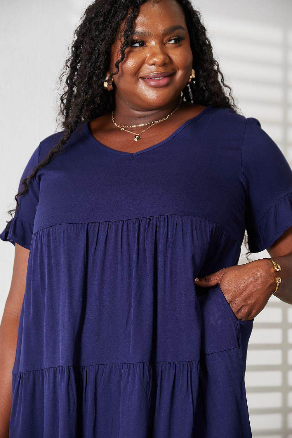 Mandy V-Neck Flounce Sleeve Tiered Dress for All Occasions