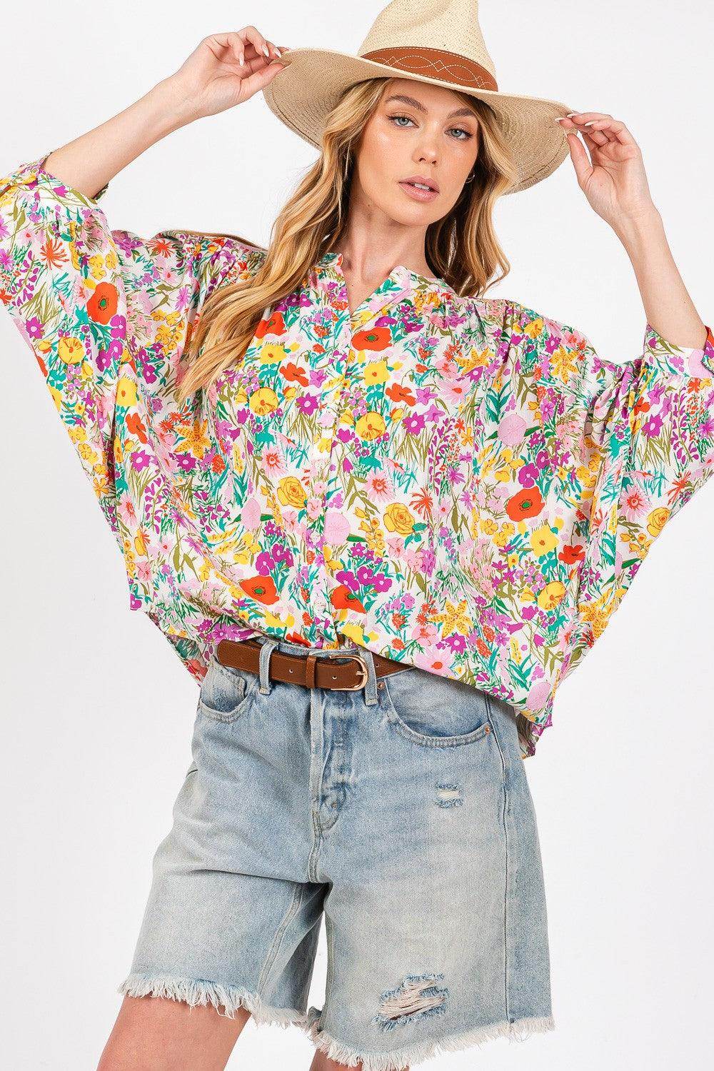 SAGE + FIG Button Down Floral Shirt for Stylish Women