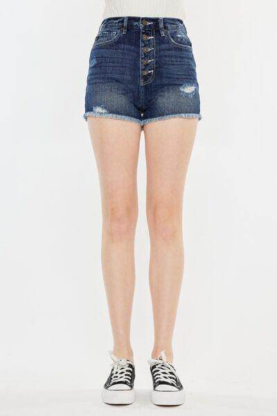 Kancan Raw Hem Button Fly Denim Shorts for Trendy Summer Style