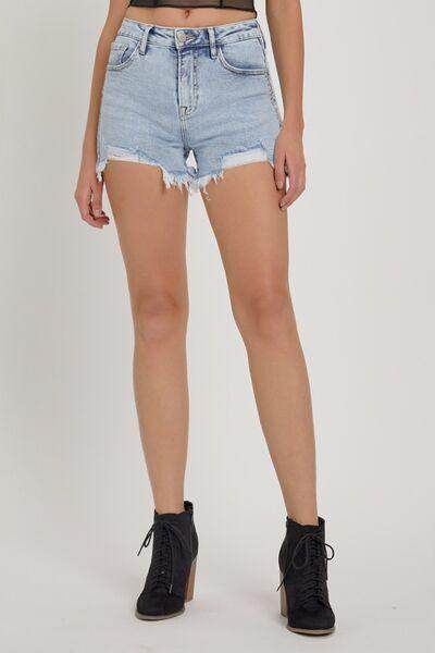 RISEN Full Size High Rise Rhinestone Strap Denim Shorts