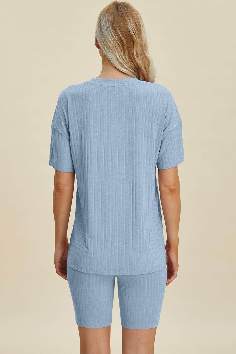 Basic Bae Full Size Ribbed V-Neck Top and Shorts Set For Women