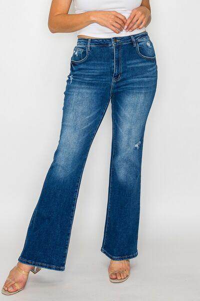 Bytos Full Size High Rise Bootcut Jeans With Pockets