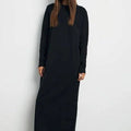 Classic Pullover Maxi Dress | Round Neck Long Sleeve Solid Color Dress(MA317)