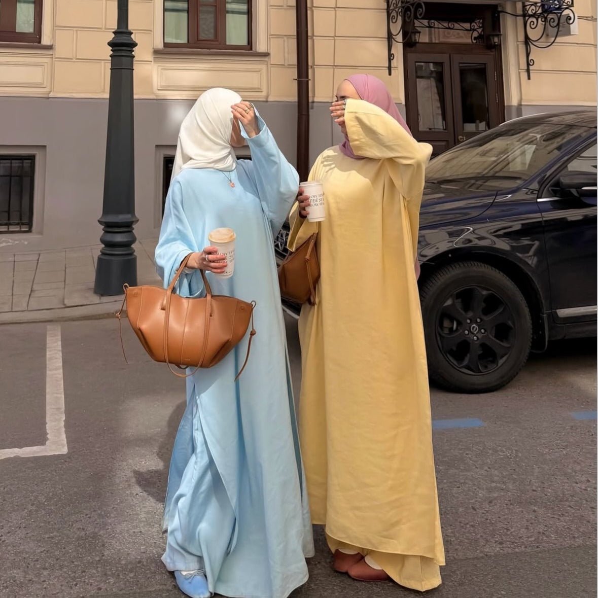 Comfortable Solid Color Abaya & Loose Pants Set | 2-Piece Casual Modest Abaya Outfit (MS136)