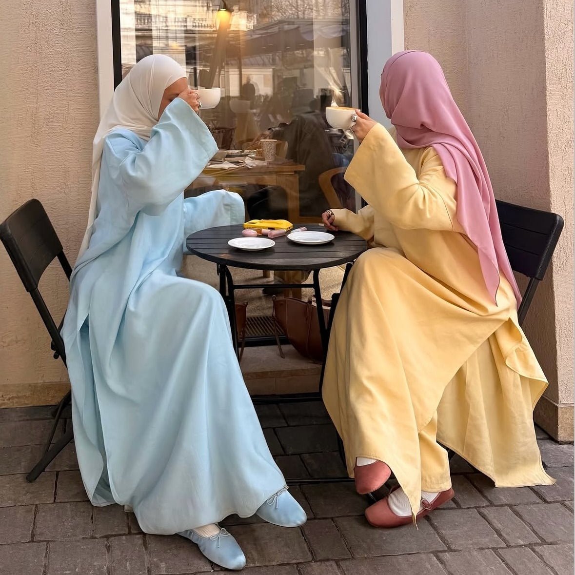 Comfortable Solid Color Abaya & Loose Pants Set | 2-Piece Casual Modest Abaya Outfit (MS136)