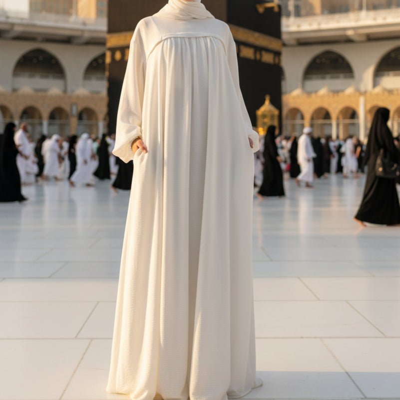 Crepe Abaya with Secure Pockets for Umrah VIP Exclusive Access (MAVIP386)