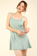 Very J Mesh Detail Tennis Mini Active Dress with Shorts Inside