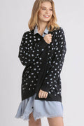Umgee Polka Dot Open Front Drop Shoulder Cardigan for Women