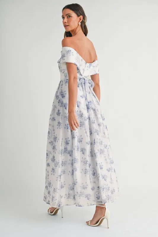 High End MABLE Floral Printed Off Shoulder Maxi Dress