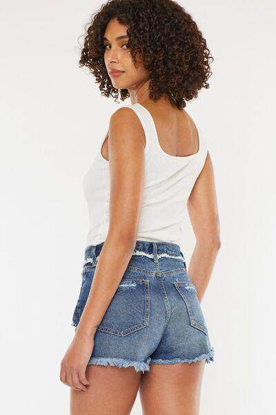 Kancan Distressed Button Fly Denim Shorts for Women