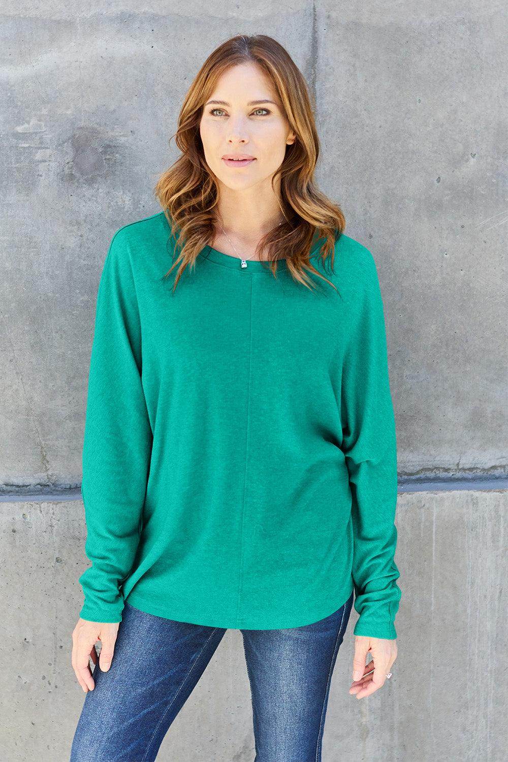 Double Take Full Size Round Neck Long Sleeve T-Shirt for Women