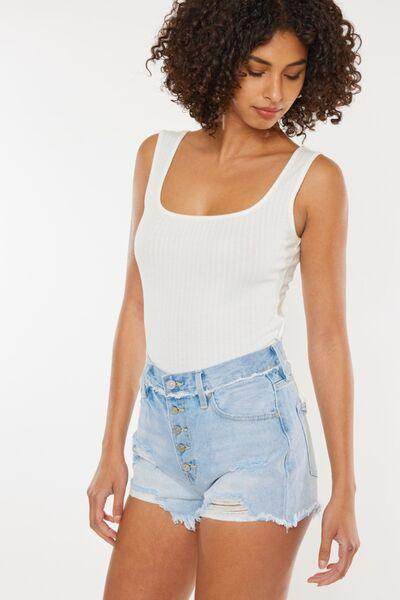 Kancan Distressed Button Fly Denim Shorts for Women