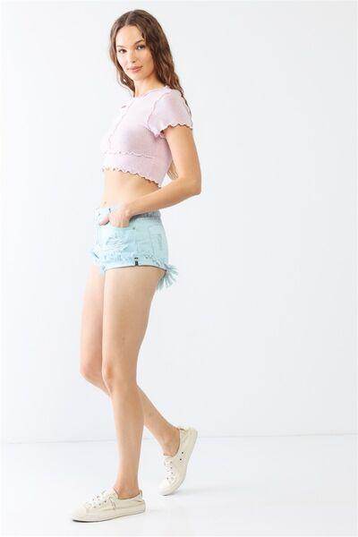 LITZ LA Distressed Ripped Denim Shorts for Trendy Summer Style
