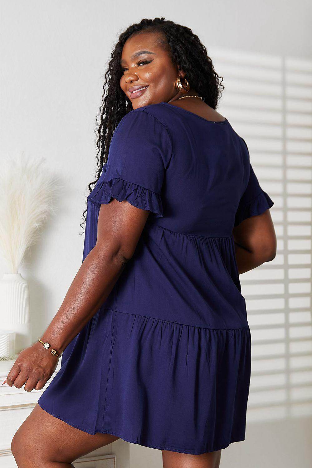 Mandy V-Neck Flounce Sleeve Tiered Dress for All Occasions