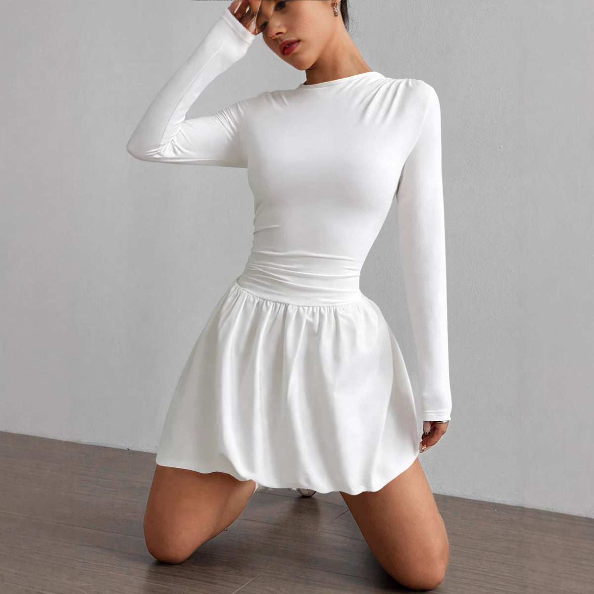 Women's Solid Color Stretch Casual Dress