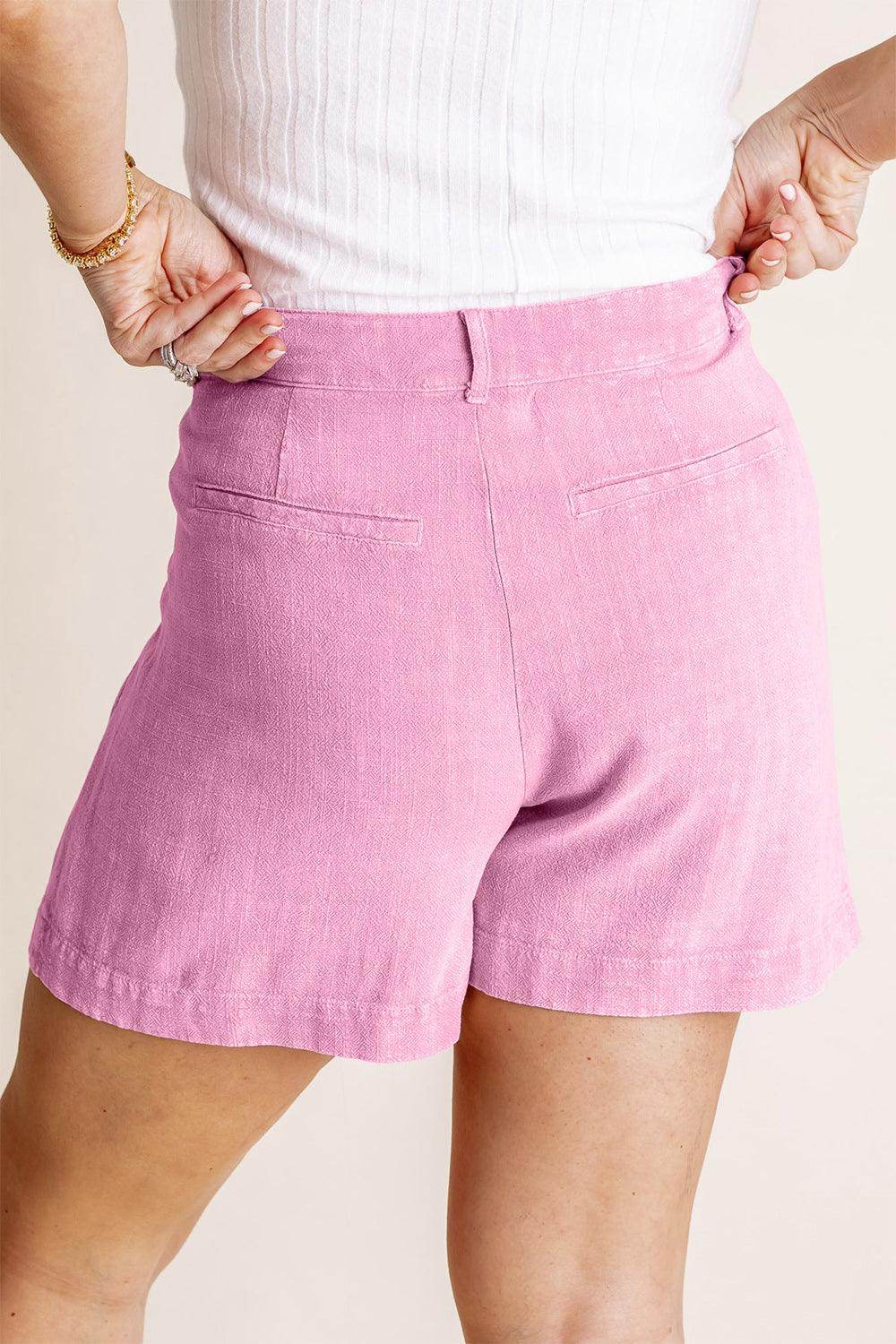HYFVE High Waist Pleated Linen Shorts for Stylish Comfort