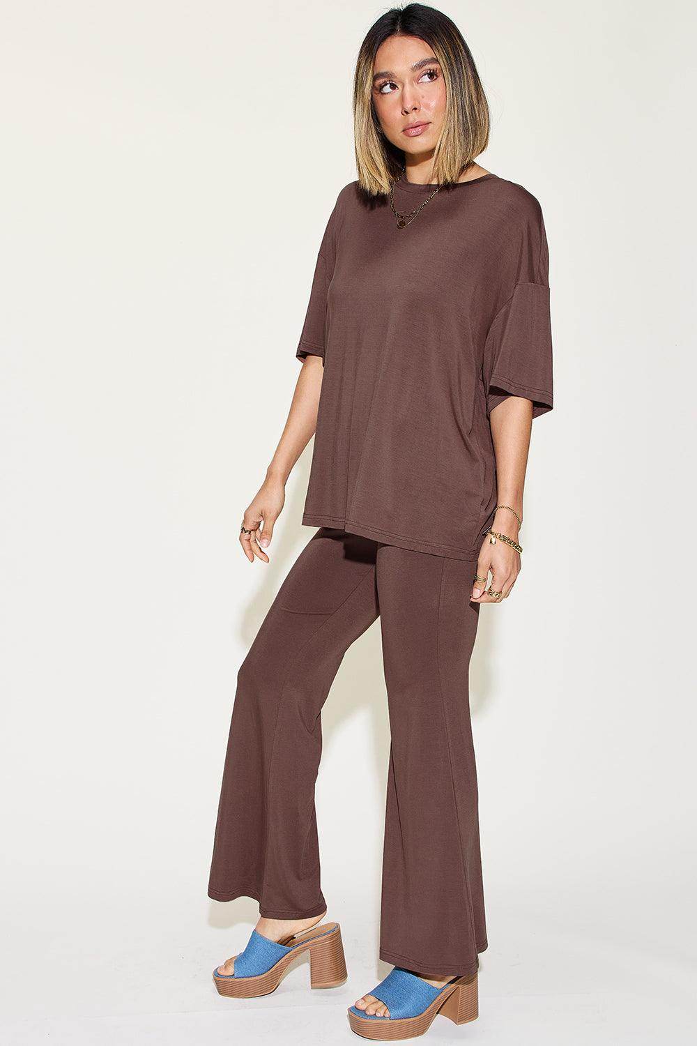 Basic Bae Full Size Bamboo Drop Shoulder T-Shirt Set