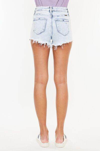 Kancan High Rise Frayed Hem Denim Shorts for Women