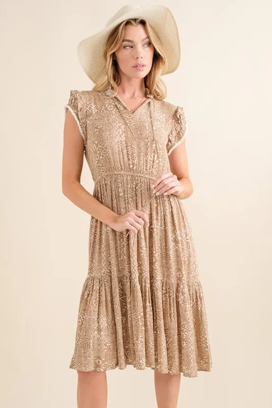 And The Why Boho Printed Tiered Maxi Dress
