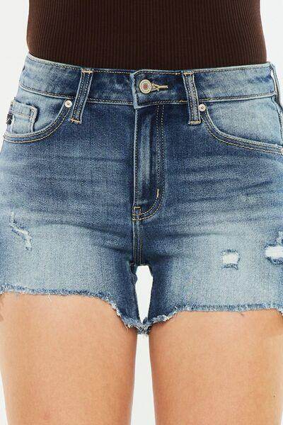 Kancan High Waist Raw Hem Denim Shorts for Summer Style