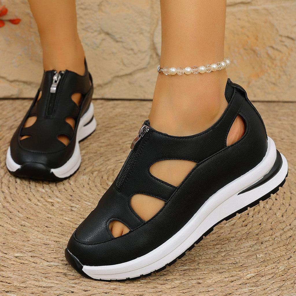 Women's Chunky Sole Closed-Toe Sandals – Soft Sole Velcro Strap