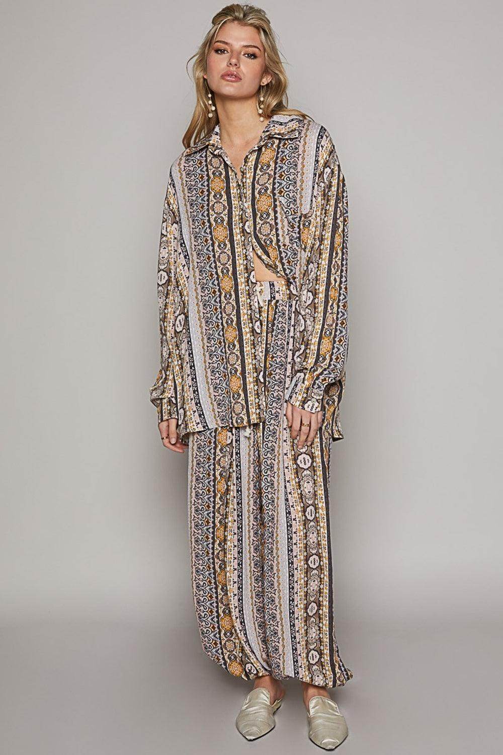 POL Long Sleeve Button Down Printed Shirt for Stylish Looks