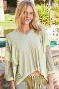 POL High-Low Contrast V-Neck Top for Stylish Outfits