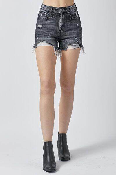 RISEN Full Size High Rise Distressed Denim Shorts for Women