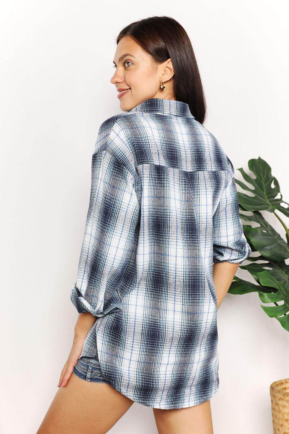 Mandy Plaid Dropped Shoulder Shirt for Casual Chic Style