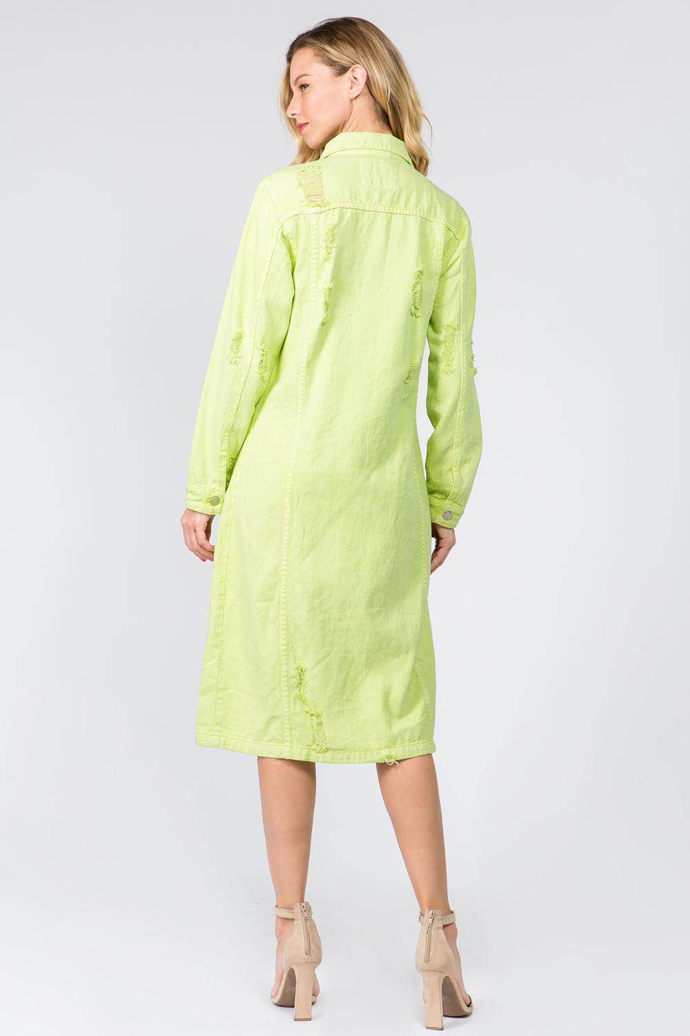 American Bazi Button Up Distressed Denim Dress for Women